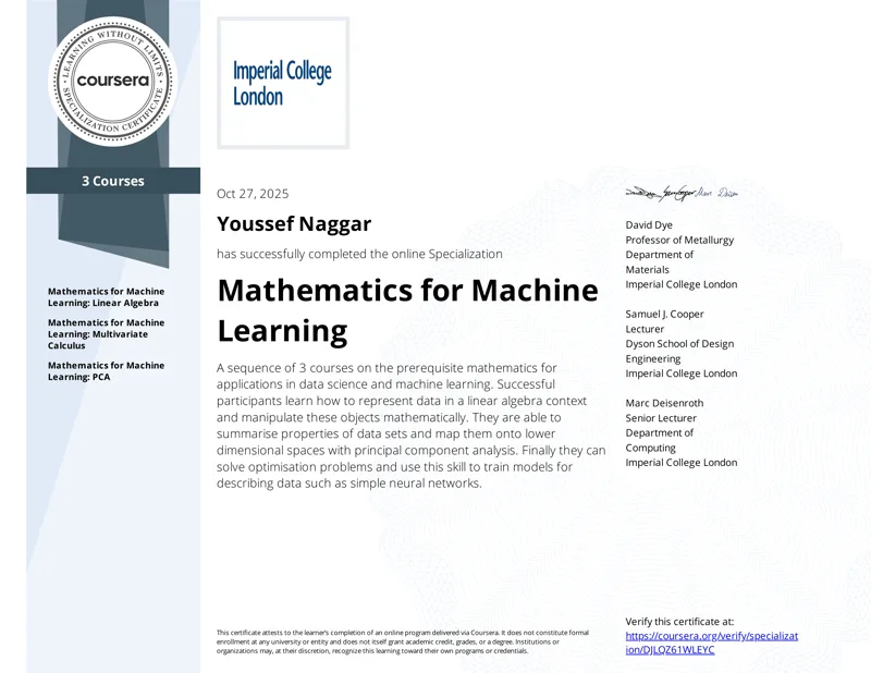 Imperial College Math Certificate